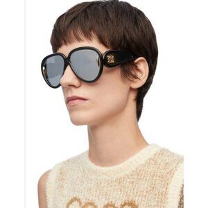 NEW LW40132I 01C, LOEWE UNISEX BLACK SILVER SUNGLASSES LOEWE